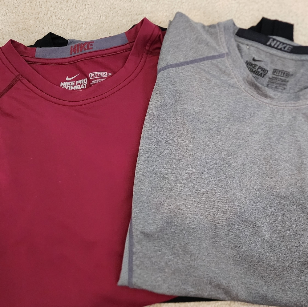 Single Shirts Black, Gray, Maroon Nike Pro Combat Fitted T shirts